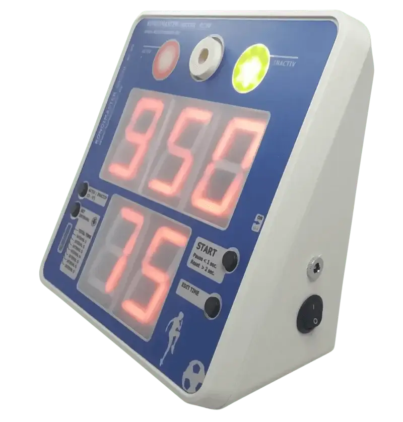 KondiMaster RC90 HIIT Timer with programmable intervals and large LED display for fitness training.