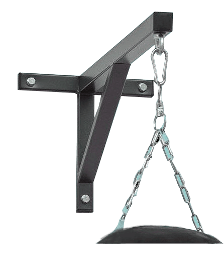 Robuste Wandhalterung für Boxsäcke bis 50 kg mit stabiler Stahlkonstruktion und Kette.