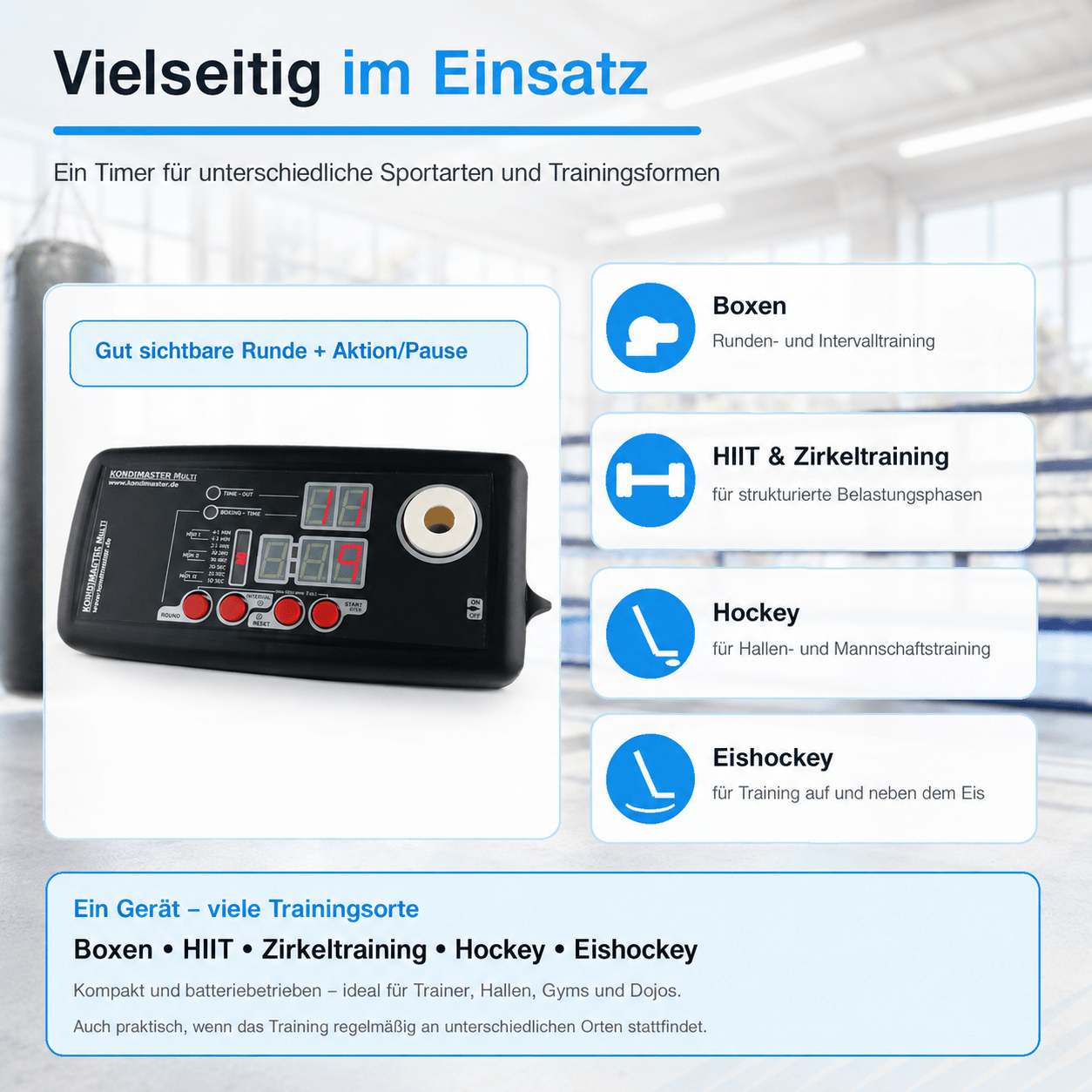 KondiMaster MULTI | Sporttimer mit programmierbaren Zeiten - KondiMaster | Intervall Timer & Sportzubehör
