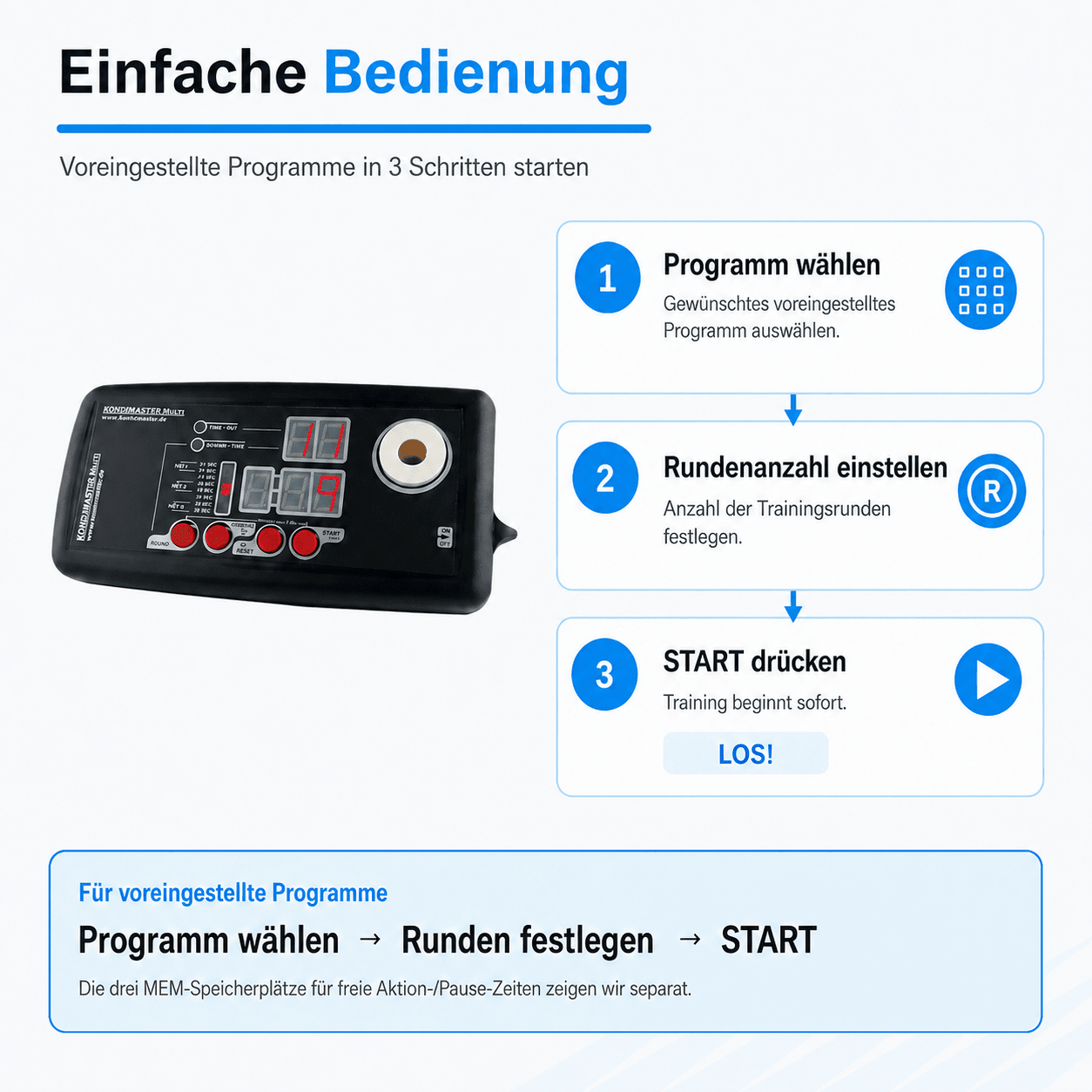 KondiMaster MULTI | Sporttimer mit programmierbaren Zeiten - KondiMaster | Intervall Timer & Sportzubehör