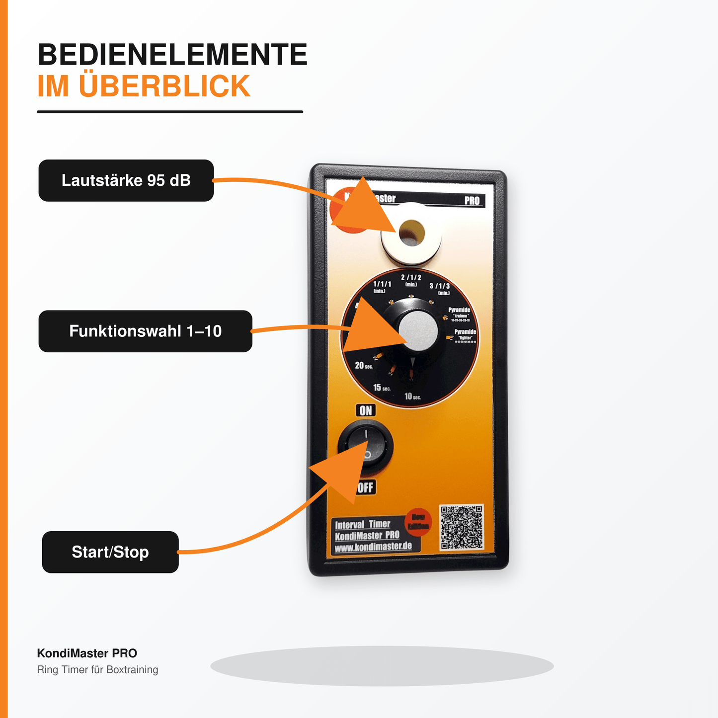 KondiMaster PRO | Ring Timer für Boxtraining (10 Funktionen) - KondiMaster | Intervall Timer & Sportzubehör