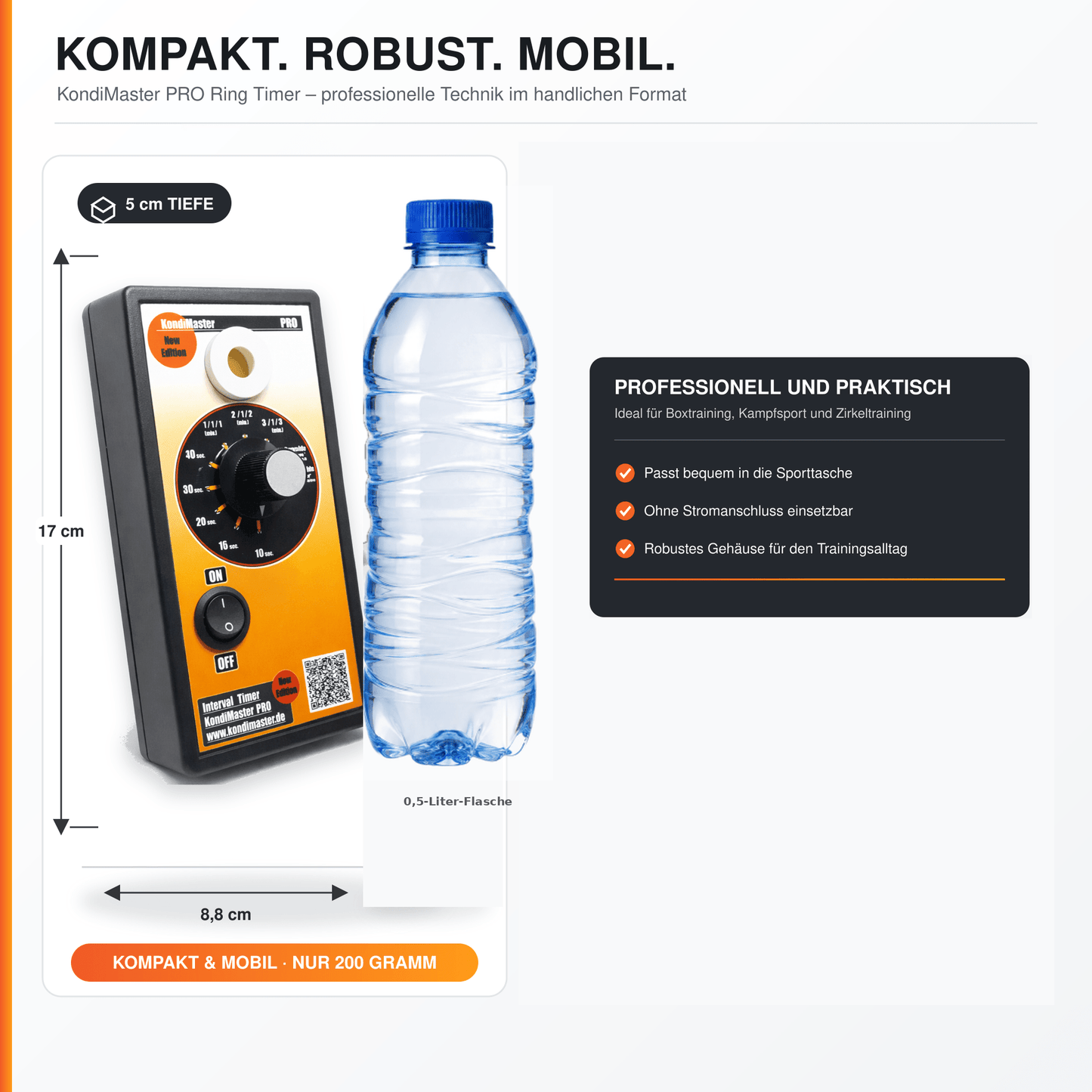 KondiMaster PRO | Ring Timer für Boxtraining (10 Funktionen) - KondiMaster | Intervall Timer & Sportzubehör