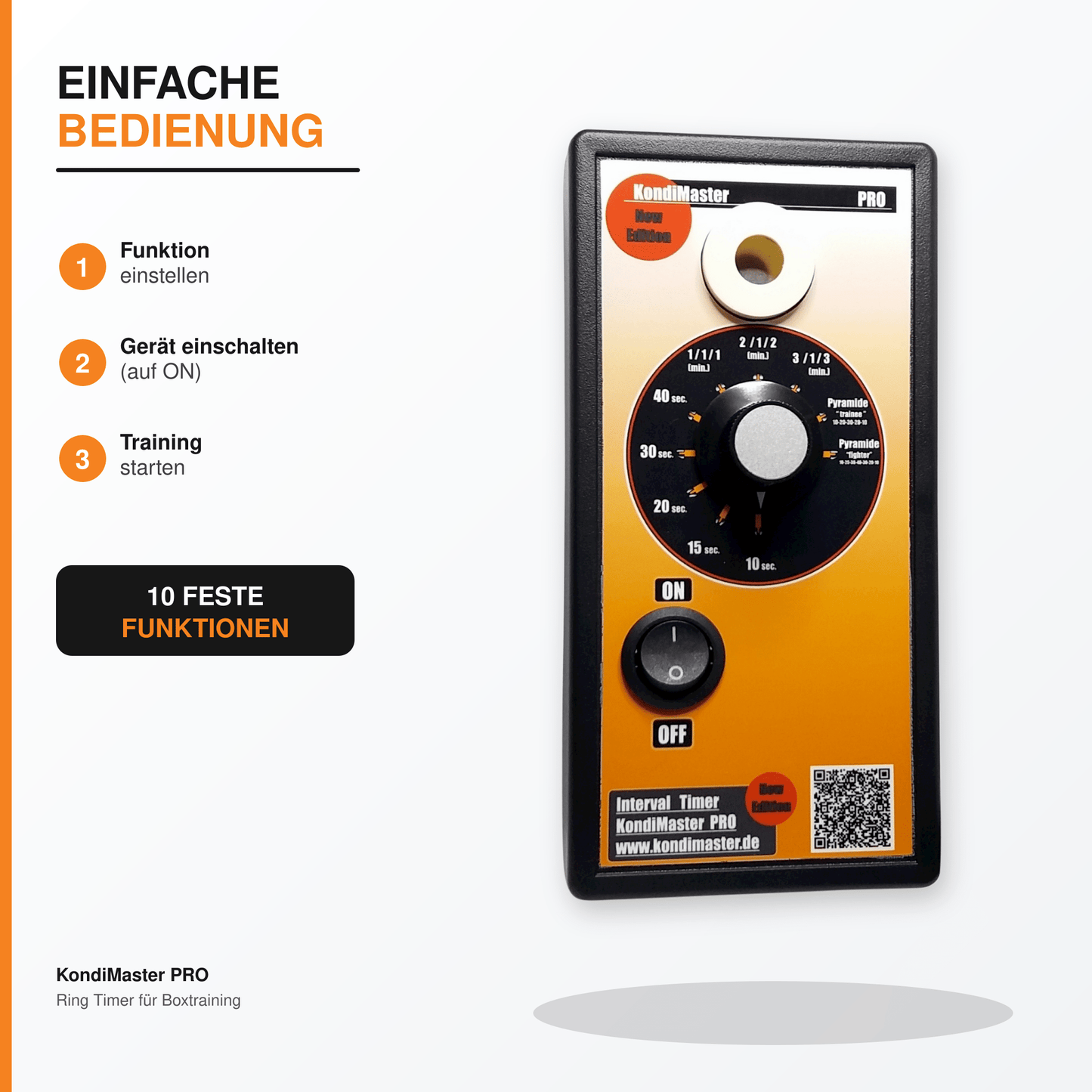 KondiMaster PRO | Ring Timer für Boxtraining (10 Funktionen) - KondiMaster | Intervall Timer & Sportzubehör