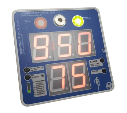 KondiMaster RC90 HIIT Timer with programmable intervals and digital display for fitness training.