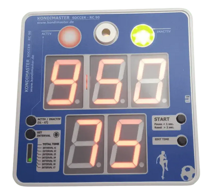KondiMaster RC90 HIIT timer with programmable intervals and digital display for fitness training.
