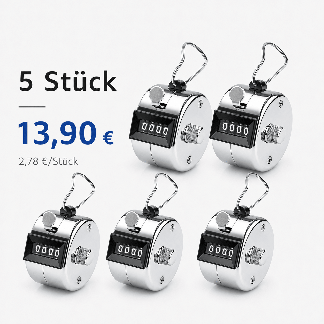 Mechanischer Handzähler aus Metall | 4-stelliger Ereigniszähler - KondiMaster | Intervall Timer & Sportzubehör