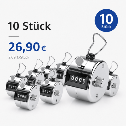 Mechanischer Handzähler aus Metall | 4-stelliger Ereigniszähler - KondiMaster | Intervall Timer & Sportzubehör