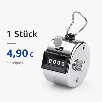 Mechanischer Handzähler aus Metall | 4-stelliger Ereigniszähler - KondiMaster | Intervall Timer & Sportzubehör