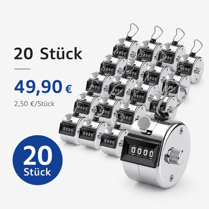 Mechanischer Handzähler aus Metall | 4-stelliger Ereigniszähler - KondiMaster | Intervall Timer & Sportzubehör
