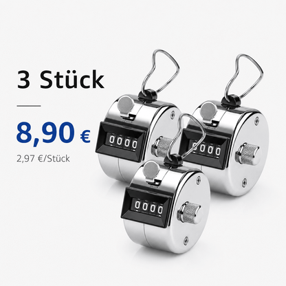 Mechanischer Handzähler aus Metall | 4-stelliger Ereigniszähler - KondiMaster | Intervall Timer & Sportzubehör