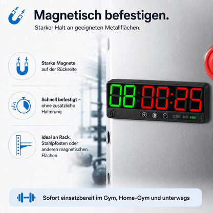 Mini Magnet Timer MAG2 | Magnet Timer digital fürs Training - KondiMaster | Intervall Timer & Sportzubehör