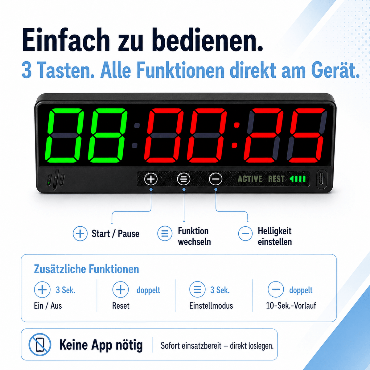 Mini Magnet Timer MAG2 | Magnet Timer digital fürs Training - KondiMaster | Intervall Timer & Sportzubehör