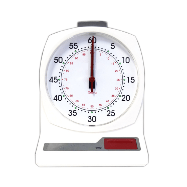 Detailansicht des Sparring Timer HH02 mit analoger Zeigeranzeige und Boxuhr-Ziffernblatt - wie Hanhart Uhr