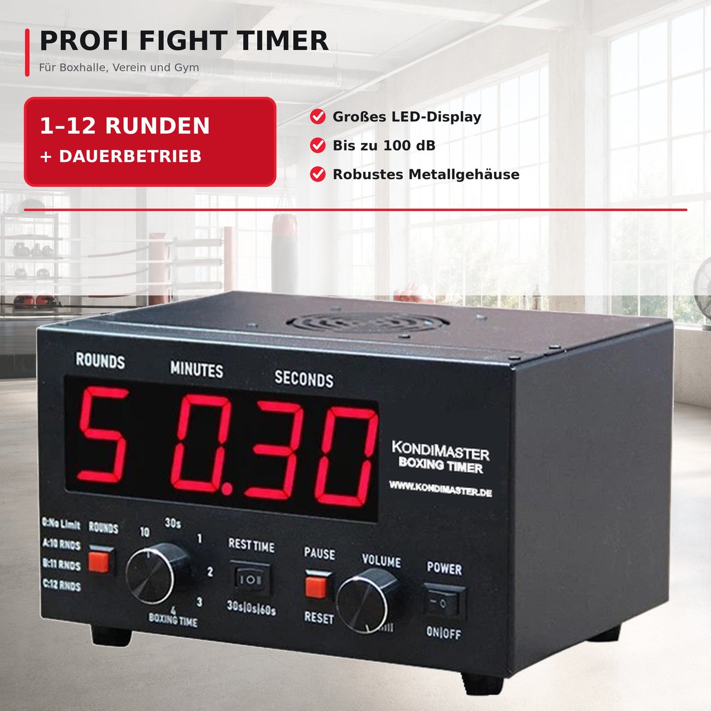 Timer RC73 | Profi Fight Timer & Gong - KondiMaster | Intervall Timer & Sportzubehör